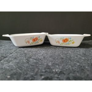 Vintage Corelle By Corning Wildflower Meadows 1 3/4 cup Mini Casseroles (2)